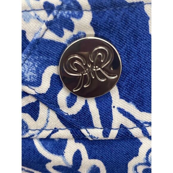 NWT Rafaella Blue White Floral 6” Stretch Bermuda Shorts Size 6 - Picture 8 of 11